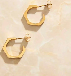 Gold Hexagon Studs