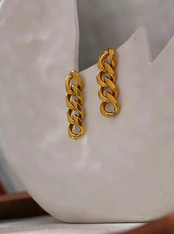 Medium Gold Chain Link Earrings
