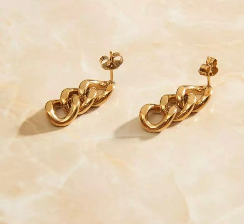 Small Gold Chain Link Earrings
