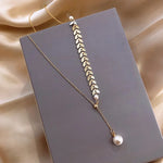 Retro Leaf And Pearl Necklace